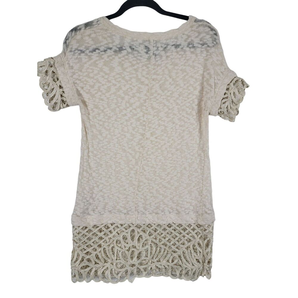 Saturday Sunday Anthropologie‎ Sweater Top XS Womens Cream Lace Pullover Sheer - Picture 8 of 10
